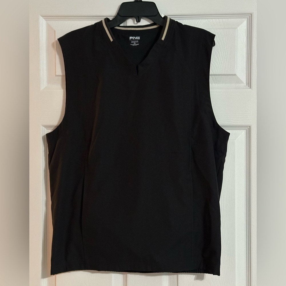 PING Mens Performance Dynamics Black‎ Pullover V Neck Wind Golf Vest - Size M